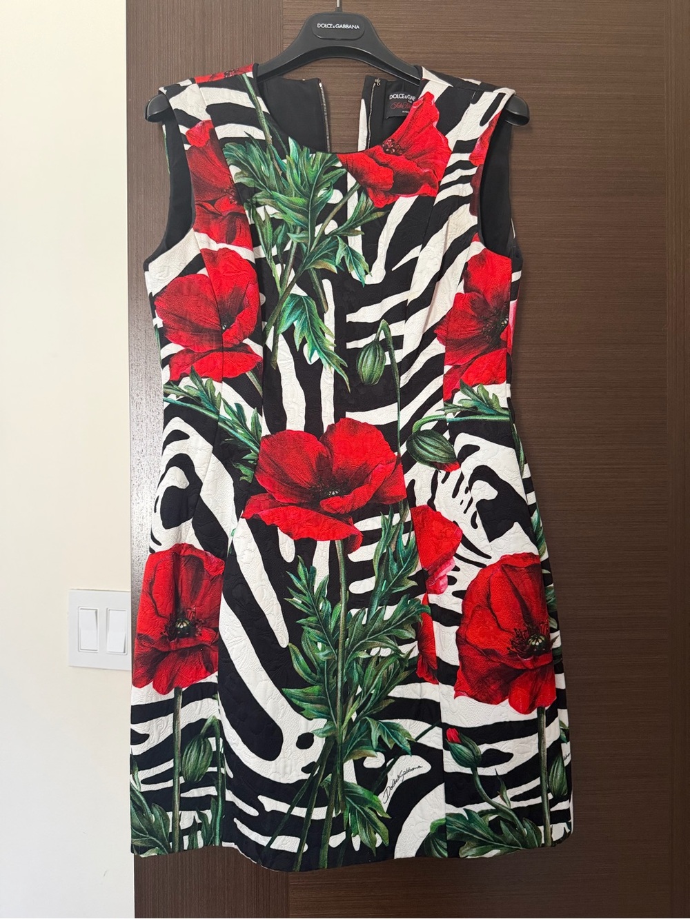 Dolce & Gabbana Red Floral Zebra-Print Sheath Dress  exclusive for Saks 5th NWT